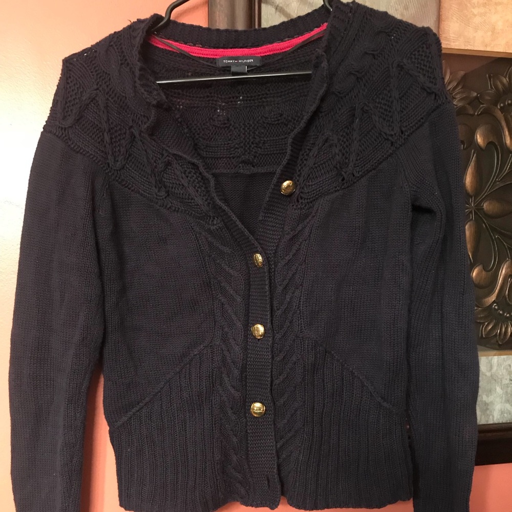 Tommy Hilfiger navy cableknit sweater